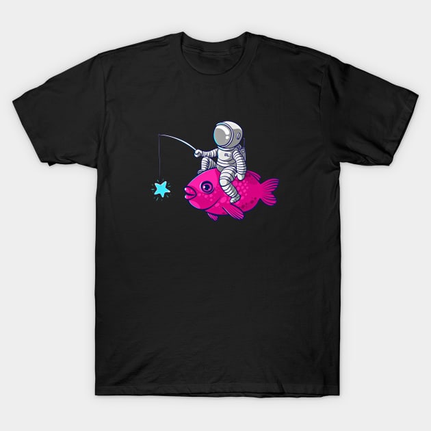 Astronaut on Fish T-Shirt by asitha